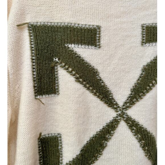 Off-White Reverse Arrow Diag Knit Crew Sweater White / Green - Picture 8 of 16